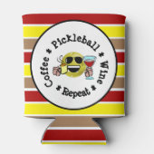 Koffie, Pickleball, Wijn, Pickleball Addict herhal Blikjeskoeler (Achterkant)
