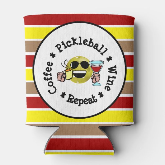 Koffie, Pickleball, Wijn, Pickleball Addict herhal Blikjeskoeler (Achterkant)