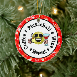 Koffie, Pickleball, Wijn, Pickleball Addict herhal Keramisch Ornament