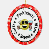 Koffie, Pickleball, Wijn, Pickleball Addict herhal Keramisch Ornament (Links)