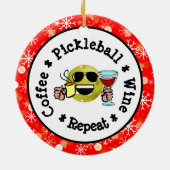 Koffie, Pickleball, Wijn, Pickleball Addict herhal Keramisch Ornament (Achterkant)