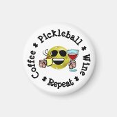 Koffie, Pickleball, Wijn, Pickleball Addict herhal Magneet (Voorkant)
