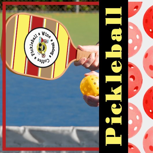 Koffie, Pickleball, Wijn, Pickleball Addict herhal Pickleball Paddle