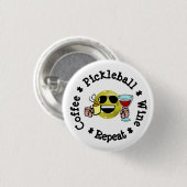 Koffie, Pickleball, Wijn, Pickleball Addict herhal Ronde Button 3,2 Cm (Voorkant /achterkant)