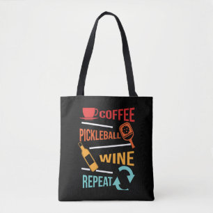 Koffie Pickleball Wine Herhalen voor mannen Tote Bag