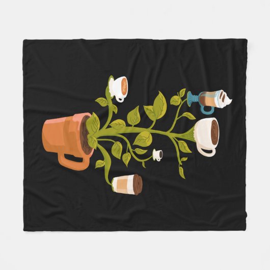 Koffie-Plant Fleece Deken (Voorkant (Horizontaal))
