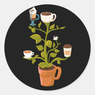 Koffie-Plant Ronde Sticker