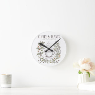 Koffie & Planten Botanisch Aquarel Ronde Klok