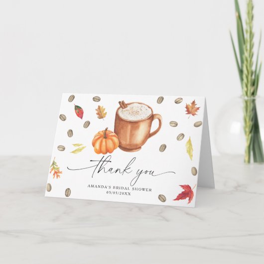 Koffie Pompoen Dank je Bruidsdouche Bedankkaart (Voorkant)