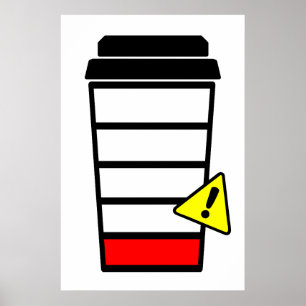 Koffie-poster, laag cafeïne, laag batterijniveau, poster