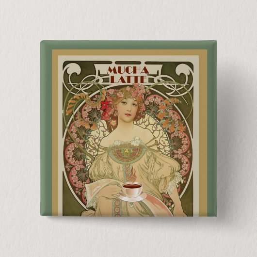 koffie-Poster Vierkante Button 5,1 Cm (Voorkant)