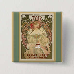 koffie-Poster Vierkante Button 5,1 Cm
