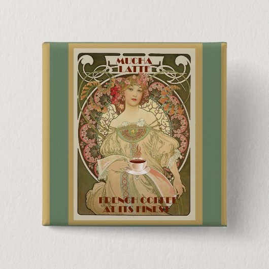 koffie-Poster Vierkante Button 5,1 Cm (Voorkant)
