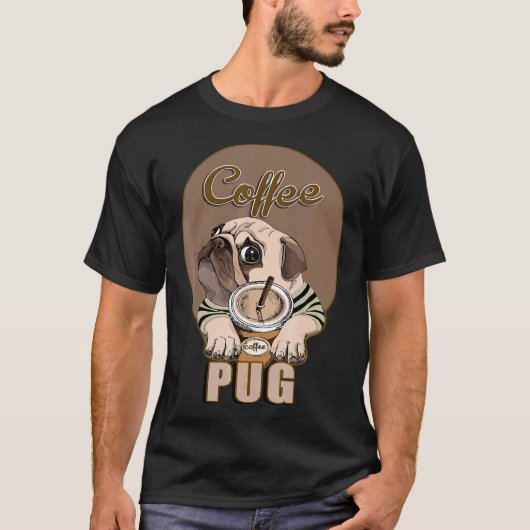 Koffie Pug T-shirt (Voorkant)