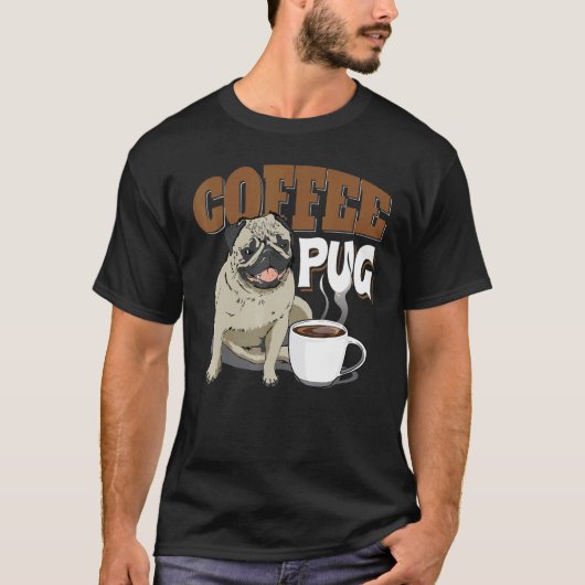 Koffie Pug T-shirt (Voorkant)