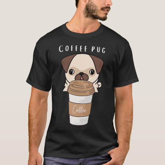 Koffie Pug T-shirt (Voorkant)