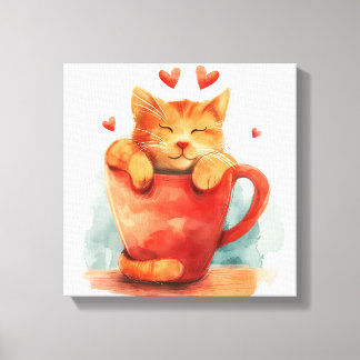 Koffie Purrfectie Canvas Afdruk