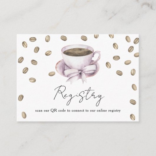 Koffie QR Code Vrijgezellenfeest Registry Informatiekaartje (Voorkant)