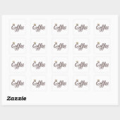 Koffie Queen Design - Bruin Script + Gouden kroon Vierkante Sticker (Vel)