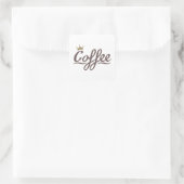 Koffie Queen Design - Bruin Script + Gouden kroon Vierkante Sticker (Tas)