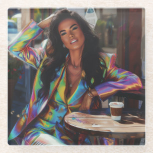 Koffie Queen Digitale Kunst Glazen Onderzetter