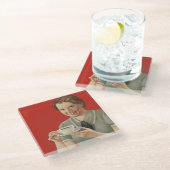  koffie-reclame glazen onderzetter (Schuin)