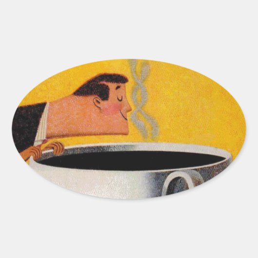 koffie-reclame ovale sticker (Voorkant)