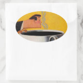  koffie-reclame ovale sticker (Tas)