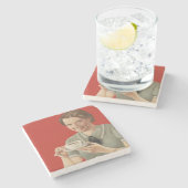 koffie-reclame stenen onderzetter (Zijkant)