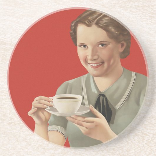 koffie-reclame zandsteen onderzetter (Voorkant)