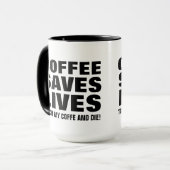 Koffie Red levens Raak mijn koffie & sterven grapp Mok (Voorkant links)