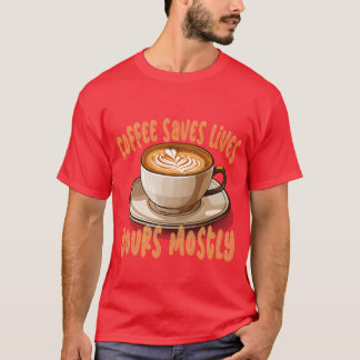 Koffie redt levens meestal van jou Funny koffie me T-shirt