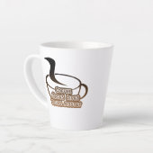 Koffie redt levens zwart en bruin latte mok (Linkerhoek)