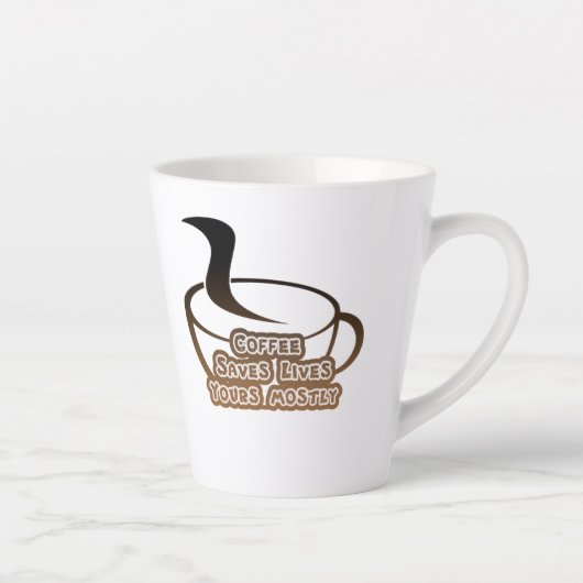 Koffie redt levens zwart en bruin latte mok (Rechts)