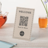 Koffie Restaurant Café Menu QR Code Zakelijk Logo Reclamebord Met Voetstuk (Insitu)