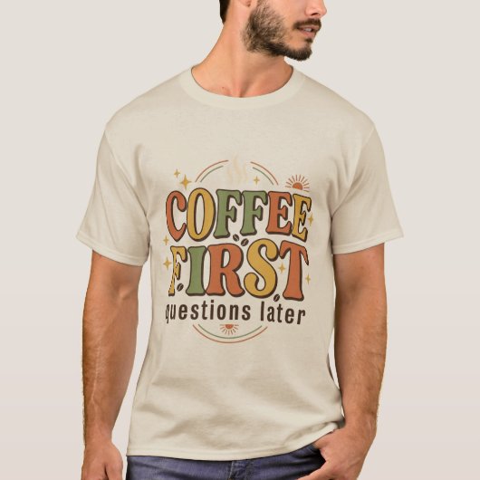 Koffie Retro 70s Typografie T-shirt (Voorkant)