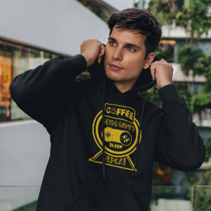 Koffie Retro Games Slaap Herhalen - Gamer Hoodie