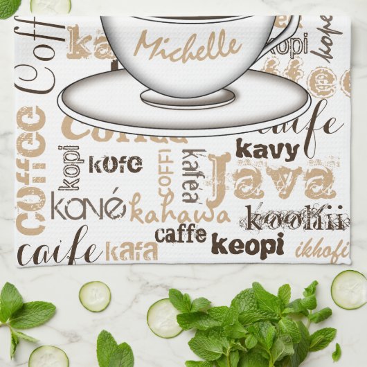 Koffie rond de wereldnaam theedoek (Gevouwen)