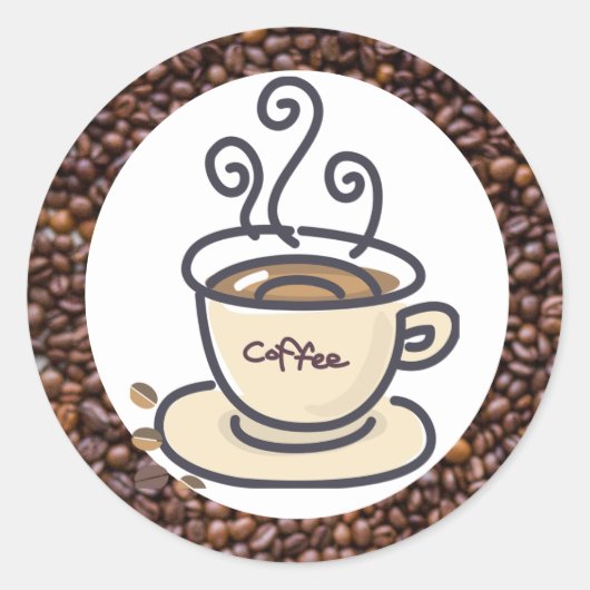 Koffie Ronde Sticker (Voorkant)