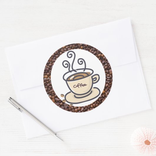 Koffie Ronde Sticker (Envelop)