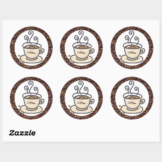 Koffie Ronde Sticker (Vel)