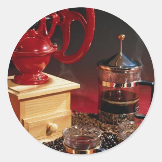 Koffie Ronde Sticker (Voorkant)