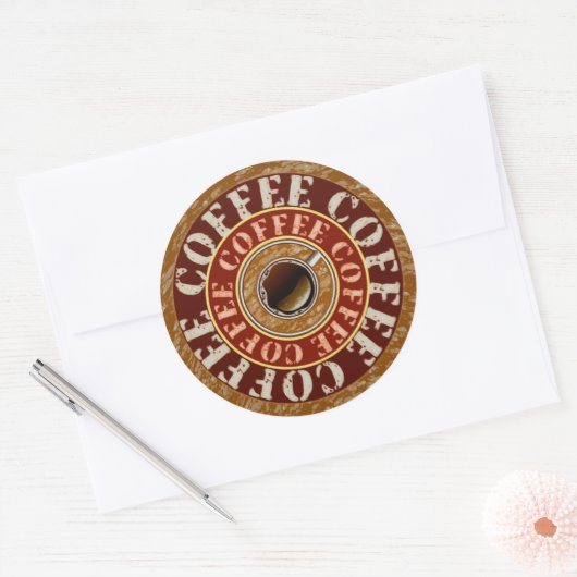 Koffie Ronde Sticker (Envelop)