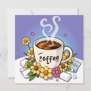 Koffie, room en bloem grillige Cartoon