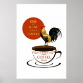  koffie, rooster en beker koffie poster (Voorkant)
