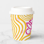 Koffie Roze Levendige Document Koppen Papieren Bekers (Voorkant)