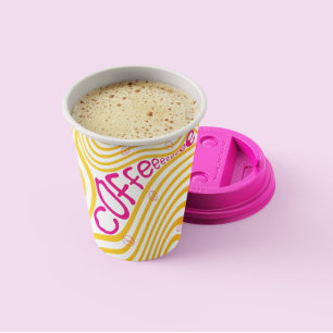Koffie Roze Levendige Document Koppen Papieren Bekers