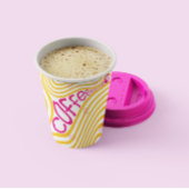 Koffie Roze Levendige Document Koppen Papieren Bekers