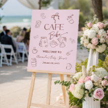 Koffie Roze Strik Cafe Bebe Meisje Baby Shower Wel