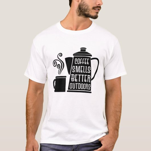 Koffie ruikt beter buiten t-shirt (Voorkant)